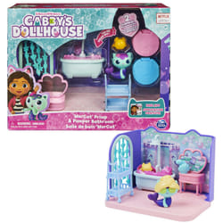 Gabby's Dollhouse Primp and Pamper Bathroom with MerCat Figure, 3 Accessories, 3 Furniture and 2 Deliveries, Kids Toys for Ages 3 and up