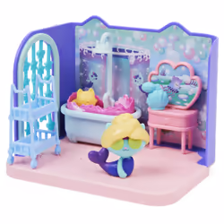 Gabby's Dollhouse Primp and Pamper Bathroom with MerCat Figure, 3 Accessories, 3 Furniture and 2 Deliveries, Kids Toys for Ages 3 and up