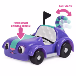 Gabby's Dollhouse , Carlita Toy Car with Pandy Paws Collectible Figure and 2 Accessories, Kids Toys for Ages 3 and up