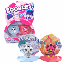 Zoobles Icy Polar Bear and Firey Puppy 2-Pack Transforming Collectible Figures and Happitat Accessories, Action/Adventure, 5  ...