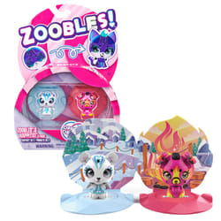 Zoobles Icy Polar Bear and Firey Puppy 2-Pack Transforming Collectible Figures and Happitat Accessories