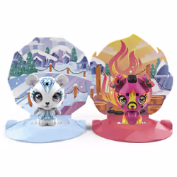 Zoobles Icy Polar Bear and Firey Puppy 2-Pack Transforming Collectible Figures and Happitat Accessories