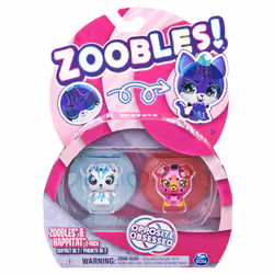 Zoobles Icy Polar Bear and Firey Puppy 2-Pack Transforming Collectible Figures and Happitat Accessories