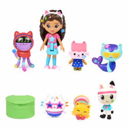 Gabby's Dollhouse , Dance Party Theme Figure Set with a Gabby Doll, 6 Cat Toy Figures and Accessory Kids Toys for Ages 3 and up!