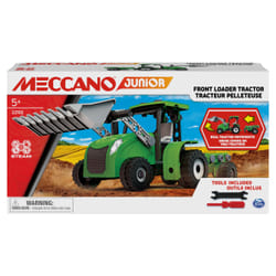 Meccano Junior, Front Loader Tractor with Moving Parts and Real Tools, Toy Model Building Kit, STEM Toys for Kids Ages 5 and up