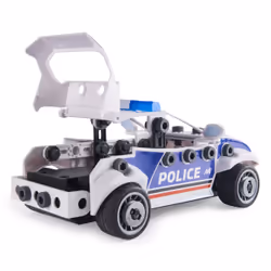 Meccano Junior, RC Police Car with Working Trunk and Real Tools, Toy Model Building Kit, STEM Toys for Kids Ages 5 and up