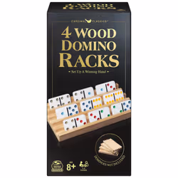 Spin Master Games Wooden Domino Racks Set of 4 Trays for Mexican Train Dominoes Dominoes Games Classic Game Kids Game A ...
