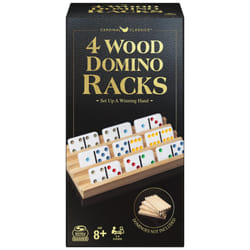 Spin Master Games  Wooden Domino Racks  Set of 4 Trays for Mexican Train Dominoes  Dominoes Games  Classic Game  Kids Game  Adults & Kids Ages 8+