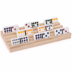 Spin Master Games  Wooden Domino Racks  Set of 4 Trays for Mexican Train Dominoes  Dominoes Games  Classic Game  Kids Game  Adults & Kids Ages 8+