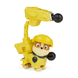 PAW Patrol Movie Collectible Rubble Action Figure with Clip-on Backpack and 2 Projectiles