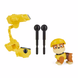 PAW Patrol Movie Collectible Rubble Action Figure with Clip-on Backpack and 2 Projectiles