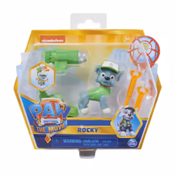PAW Patrol Movie Collectible Rocky Action Figure with Clip-on Backpack and 2 Projectiles