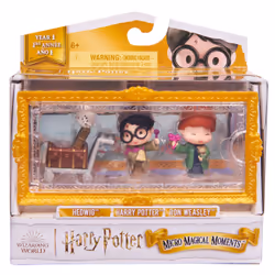 Wizarding World Harry Potter, Micro Magical Moments Action Figures Set with Harry, Ron, Hedwig & Display Case, Kids Toys for ...