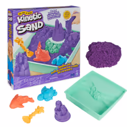 Kinetic Sand Sandbox Set, 1lb Purple Play Sand, Sandbox Storage, 4 Molds and Tools, Sensory Toys for Kids Ages 3+, Children's ...