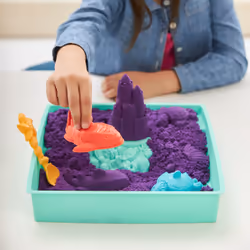 Kinetic Sand Sandbox Set, 1lb Purple Play Sand, Sandbox Storage, 4 Molds and Tools, Sensory Toys for Kids Ages 3+