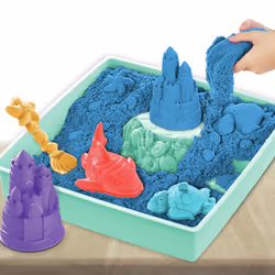 Kinetic Sand Sandbox Set, 1lb Blue Play Sand, Sandbox Storage, 4 Molds and Tools, Sensory Toys for Kids Ages 3+ - Additional view 3