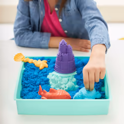 Kinetic Sand Sandbox Set, 1lb Blue Play Sand, Sandbox Storage, 4 Molds and Tools, Sensory Toys for Kids Ages 3+ - Additional view 4