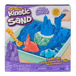 Kinetic Sand Sandbox Set, 1lb Blue Play Sand, Sandbox Storage, 4 Molds and Tools, Sensory Toys for Kids Ages 3+ - Additional view 7