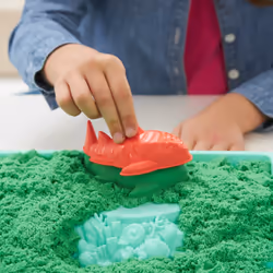 Kinetic Sand Sandbox Set, 1lb Green Play Sand, Sandbox Storage, 4 Molds and Tools, Sensory Toys for Kids Ages 3+ - Additional view 4