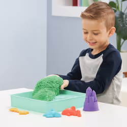 Kinetic Sand Sandbox Set, 1lb Green Play Sand, Sandbox Storage, 4 Molds and Tools, Sensory Toys for Kids Ages 3+ - Additional view 5