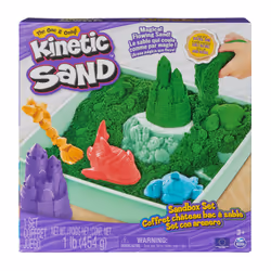 Kinetic Sand Sandbox Set, 1lb Green Play Sand, Sandbox Storage, 4 Molds and Tools, Sensory Toys for Kids Ages 3+ - Additional view 7