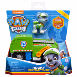 PAW Patrol , Rocky’s Recycle Truck Vehicle with Collectible Figure, for Kids Aged 3 and up, Garbage truck, PAW Patrol, 3 yr(s ...