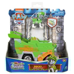 PAW Patrol Rescue Knights Rocky Transforming Toy Car with Collectible Action Figure