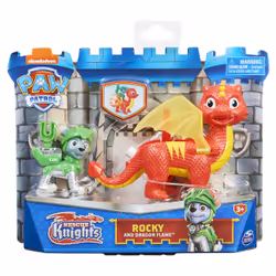 PAW Patrol , Rescue Knights Rocky and Dragon Flame Action Figures Set, Kids Toys for Ages 3 and up, 3 yr(s), Multicolour