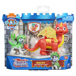 PAW Patrol , Rescue Knights Rocky and Dragon Flame Action Figures Set, Kids Toys for Ages 3 and up