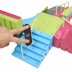 Tech Deck , Neon Mega Park X-Connect Creator, Customizable Glow-in-the-Dark Ramp Set with 2 Blind Skateboard Fingerboards, 90+ Pieces, Gift for Ages 6+