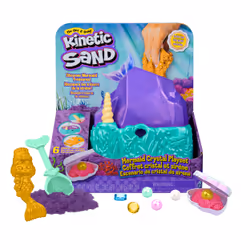 Kinetic Sand , Mermaid Crystal Playset, Over 1lb of Play Sand, Gold Shimmer Sand, Storage and Tools, Sensory Toys for Kids Ag ...