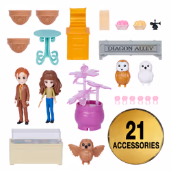 Wizarding World Harry Potter, Magical Minis Diagon Alley 3-in-1 Playset with Lights & Sounds, 2 Figures, 21 Accessories, Kids Toys for Ages 6 and up - Additional view 4