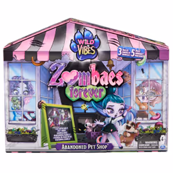 Zombaes Forever, Wild Vibes, Abandoned Pet Shop Customizable Doll House Playset, 3 Exclusive Zombie Dolls & Accessories, 5 Pets, Kids Toys for Girls