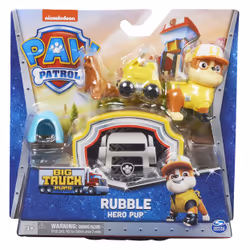 PAW Patrol, Big Truck Pups Rubble Action Figure with Clip-on Rescue Drone, Command Center Pod and Animal Friend Kids Toys Ages 3 and up