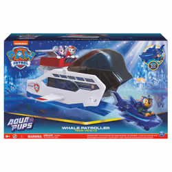 PAW Patrol Aqua Pups Whale Patroller Team Vehicle with Chase Action Figure, Toy Car and Vehicle Launcher, Kids Toys for Ages ...