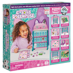 Games Gabby’s Dollhouse, HQ Checkers Tic Tac Toe Memory Match Go Fish Bingo Cards Board Toy Gift Netflix Party Supplies, for Kids Ages 4 and up