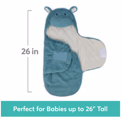 Baby Oh So Snuggly Hippo Blanket Wrap, Plush Hooded Baby Blanket Wrap for Newborns, Blue/Cream, 26â