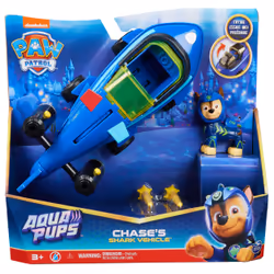 PAW Patrol Aqua Pups, Chase Transforming Shark Vehicle with Collectible Action Figure, Kids Toys for Ages 3 and up, Police ca ...