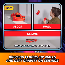 Air Hogs , Zero Gravity Sprint RC Car Wall Climber, Red USB-C Rechargeable Indoor Wall Racer, Over 4-Inches, Kids Toys for Kids Ages 4 and up