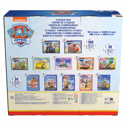 Games PAW Patrol, 12-Puzzle Pack 24-Piece 48-Piece 100-Piece Kids Puzzles Chase Marshall Skye Everest Rubble Zuma Rocky, for Preschoolers Ages 4 and up