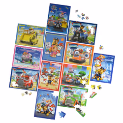 Games PAW Patrol, 12-Puzzle Pack 24-Piece 48-Piece 100-Piece Kids Puzzles Chase Marshall Skye Everest Rubble Zuma Rocky, for Preschoolers Ages 4 and up