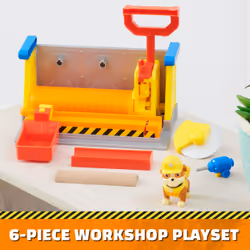 Rubble & Crew, Rubble’s Workshop Playset, Construction Toys with Kinetic Build-It Sand & Rubble Action Figure, Kids Toys for Boys & Girls Ages 3+