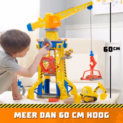 Rubble & Crew, Bark Yard Crane Tower Playset with Action Figure, Toy Bulldozer & Kinetic Build-It Play Sand, PAW Patrol Kids Toys for Boys & Girls 3+