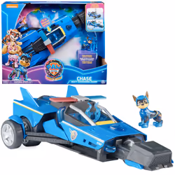 PAW Patrol : The Mighty Movie, Chase’s Mighty Transforming Cruiser with Mighty Pups Action Figure, Lights and Sounds, Kids To ...