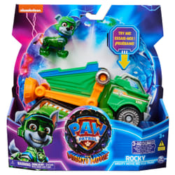 PAW Patrol : The Mighty Movie, Toy Garbage Truck Recycler with Rocky Mighty Pups Action Figure, Lights and Sounds, Kids Toys for Boys & Girls 3+