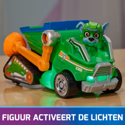 PAW Patrol : The Mighty Movie, Toy Garbage Truck Recycler with Rocky Mighty Pups Action Figure, Lights and Sounds, Kids Toys for Boys & Girls 3+