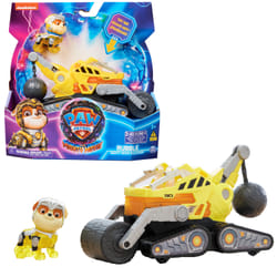 PAW Patrol : The Mighty Movie, Construction Toy Truck with Rubble Mighty Pups Action Figure, Lights and Sounds, Kids Toys for Boys & Girls 3+