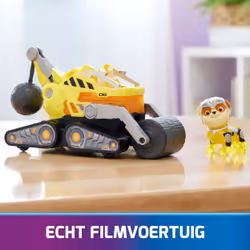 PAW Patrol : The Mighty Movie, Construction Toy Truck with Rubble Mighty Pups Action Figure, Lights and Sounds, Kids Toys for Boys & Girls 3+