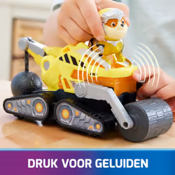 PAW Patrol : The Mighty Movie, Construction Toy Truck with Rubble Mighty Pups Action Figure, Lights and Sounds, Kids Toys for Boys & Girls 3+