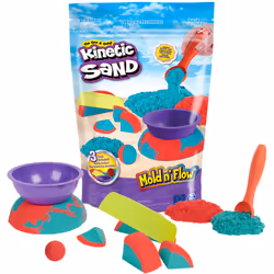 Kinetic Sand Mold n’ Flow, 1.5lbs Red and Teal Play Sand, 3 Tools Sensory Toys for Kids Ages 3+, Children's kinetic sand, 3 y ...